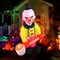 Inflatable Halloween Head Turning Clown with Hammer and Flashing Eyes